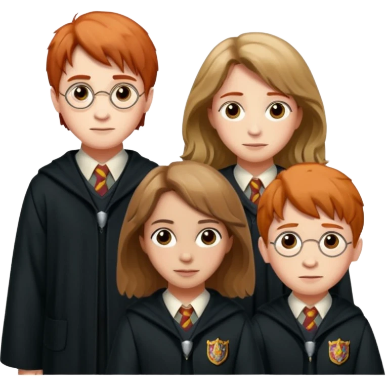 Harry Potter with Hermione Granger and Ron Weasley emoji