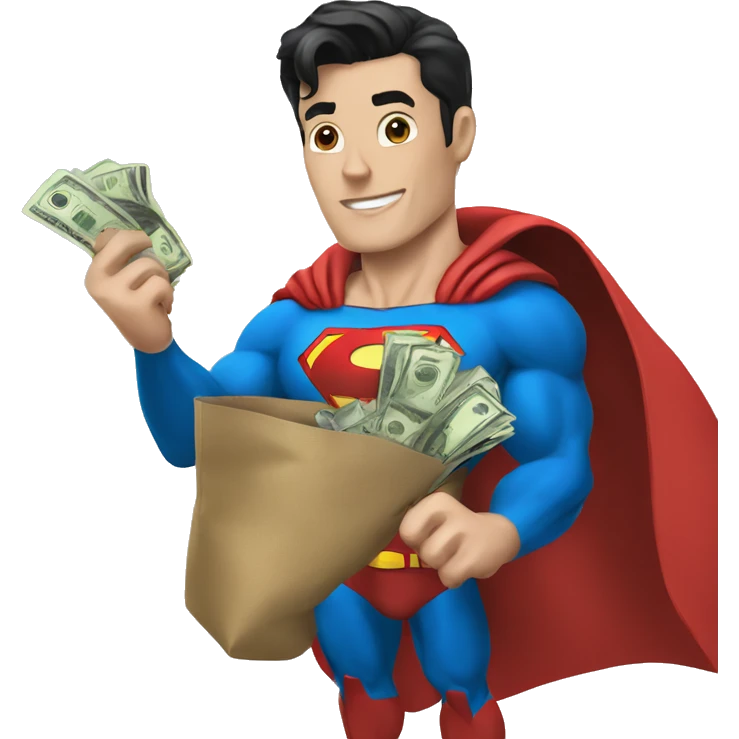 Superman with bag of money emoji