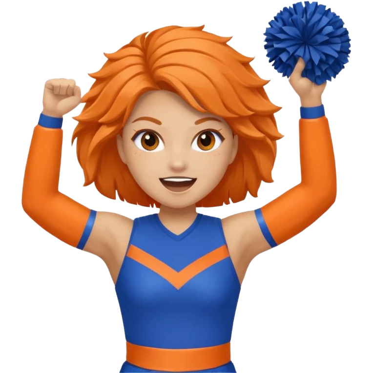 cheerleader  within a circle of shades of orange and blue With her, Boom Boom, and cheering emoji