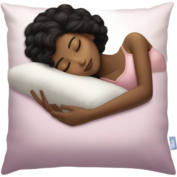 sleeping beauty black hair brown girl with a silk pillow emoji