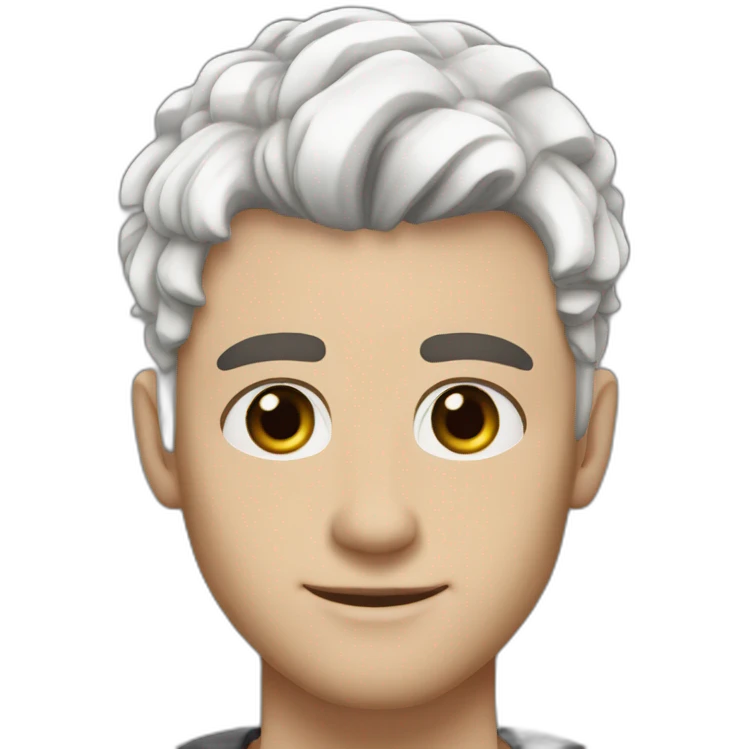 caucasian man 23 years old with dye white hair and brown eyes and brown eyebrow, black piercing in earlobe emoji