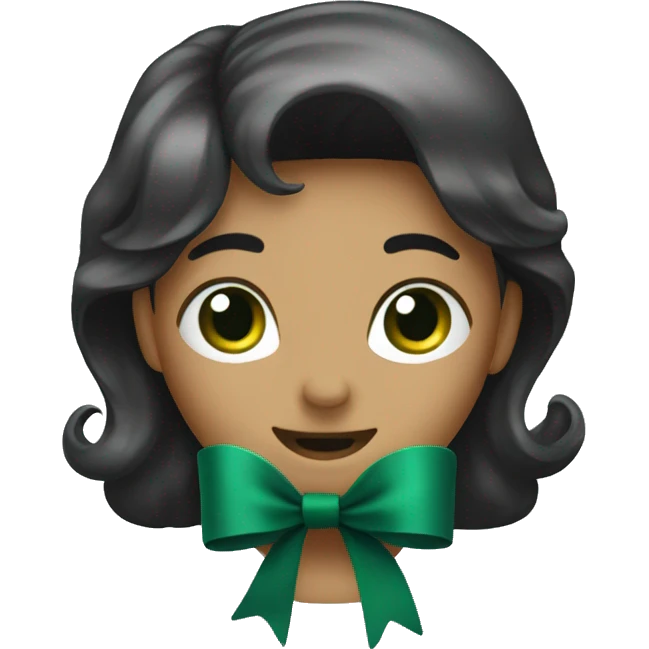 one dark green bow emoji