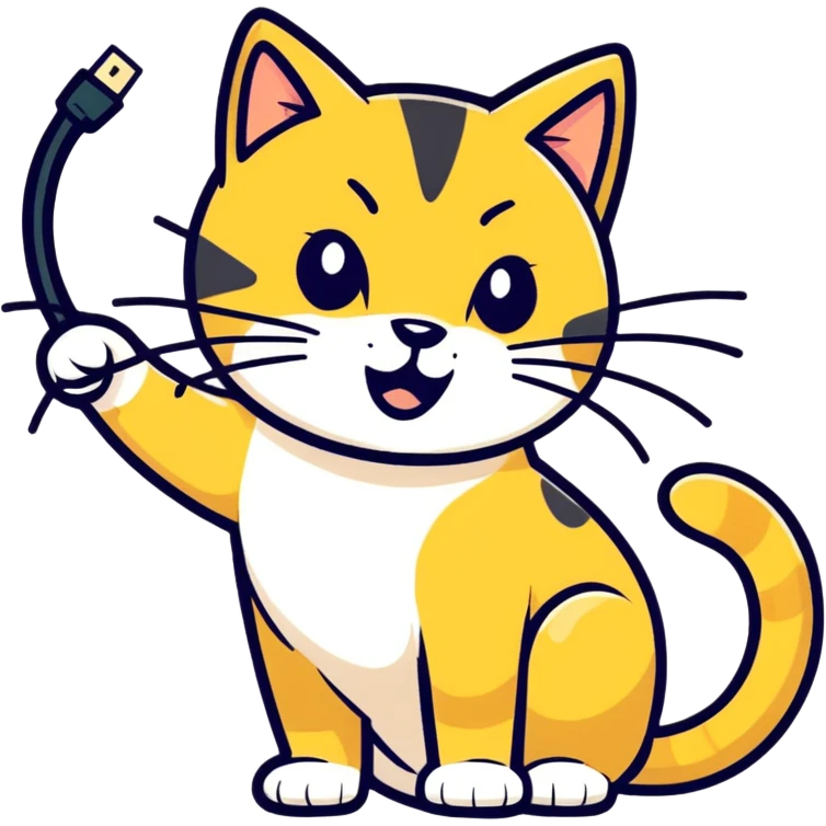 Golden cat biting wires ￼ emoji