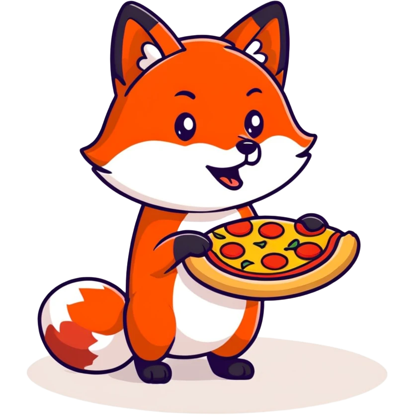 Red fox eating pizza emoji