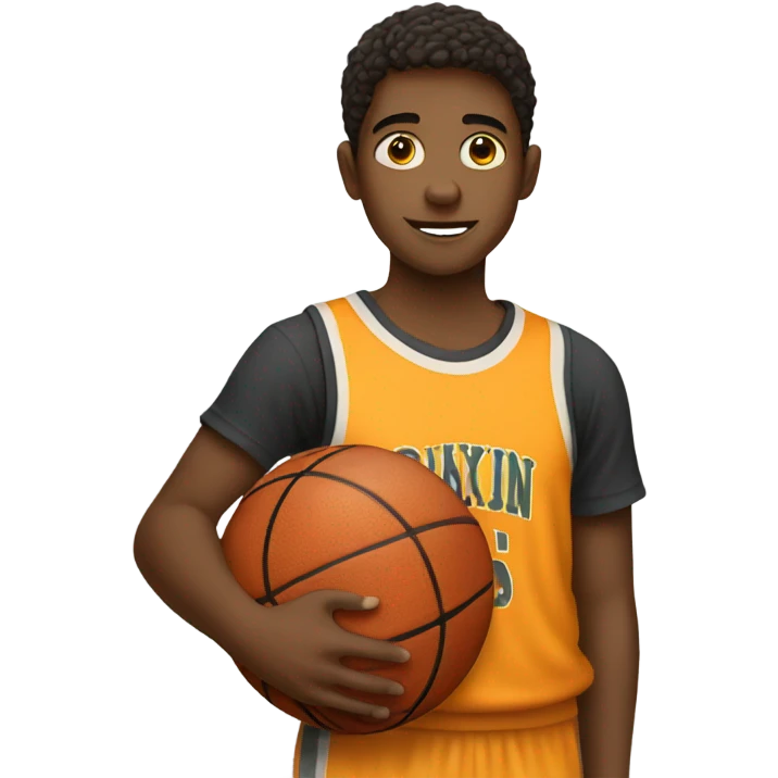 Boy holding basketball emoji
