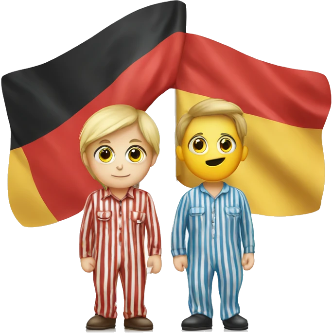 People in striped pajamas infront of German flag emoji
