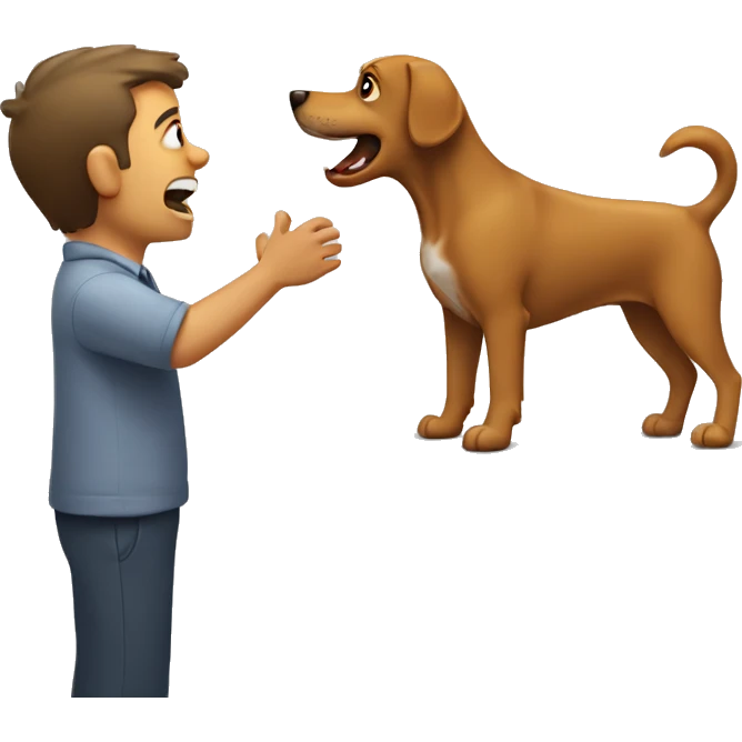 Dog barking at man emoji
