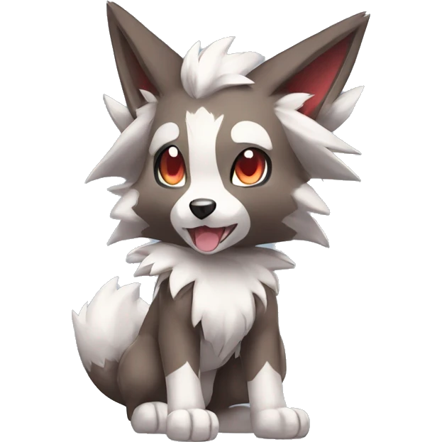 Kawaii Chibi Poochyena-Lycanroc-Pokémon Full Body emoji