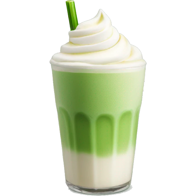 Ice matcha latte with a vanilla cold foam  emoji