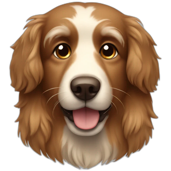 fluffy brown dog with long hair and brown nose emoji