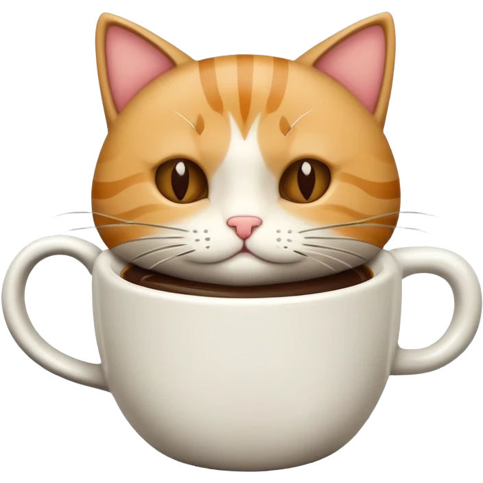 Un gato confundido con un café emoji