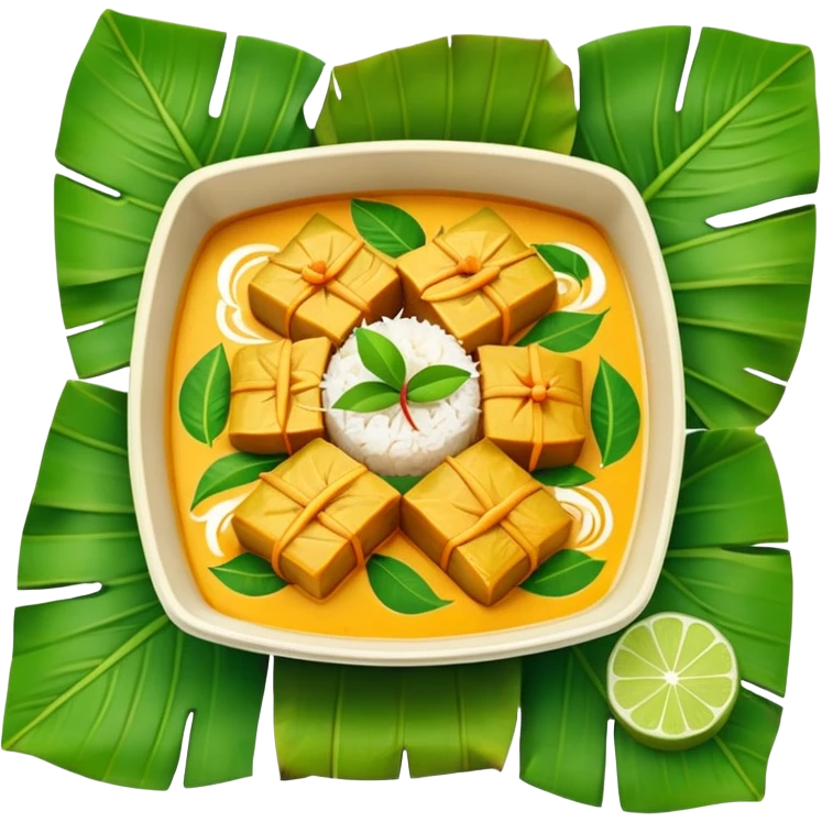 Fish Amok square dish in banana leaves emoji