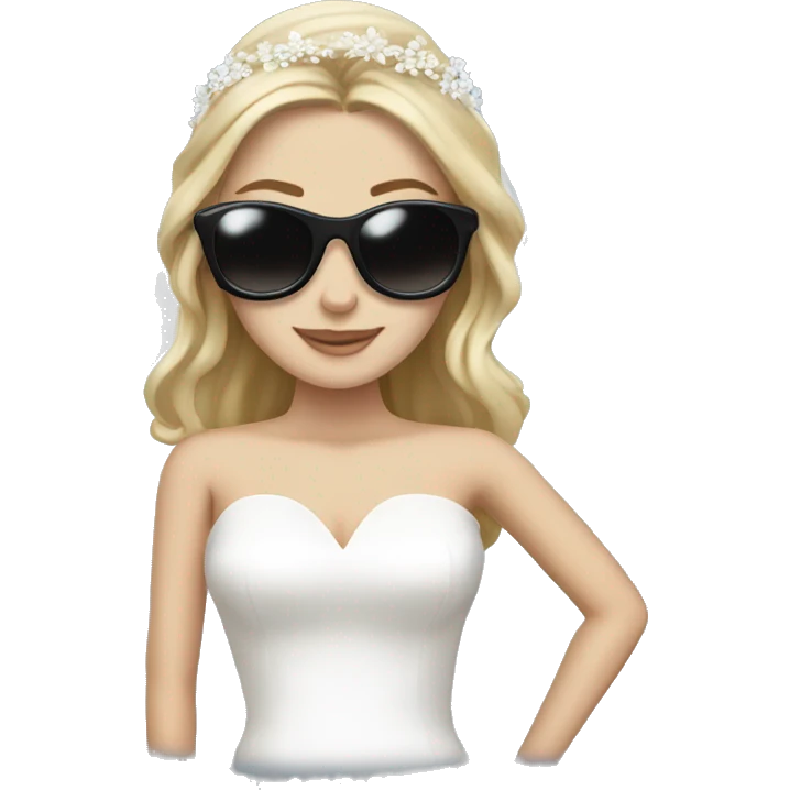 White girl as a bride wearing sunglasses and headphones emoji