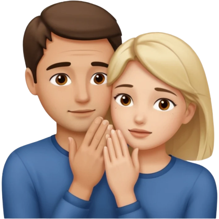only one Girl touching his face with his own both hand, and smoothly rubbing the face emoji