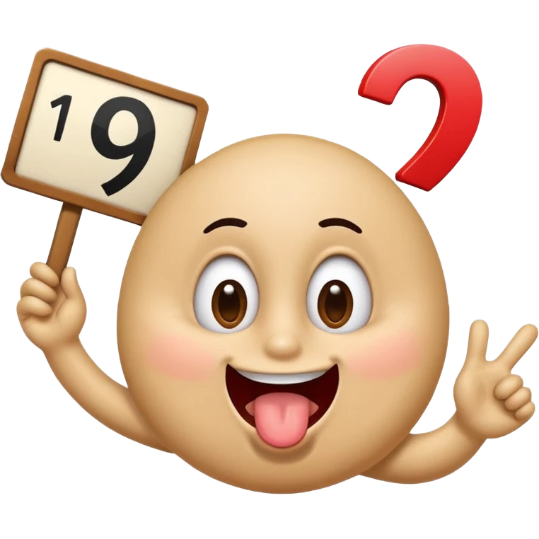 A school that has the number 9 on top of it's eyes holding a sign with the number 9 on the sign with a mouth sticking out his tongue with legs and arms with him being happy full of joy emoji