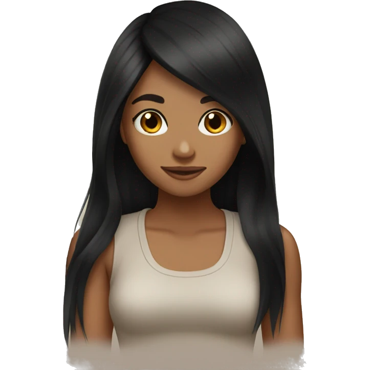 Tan girl long black hair  emoji