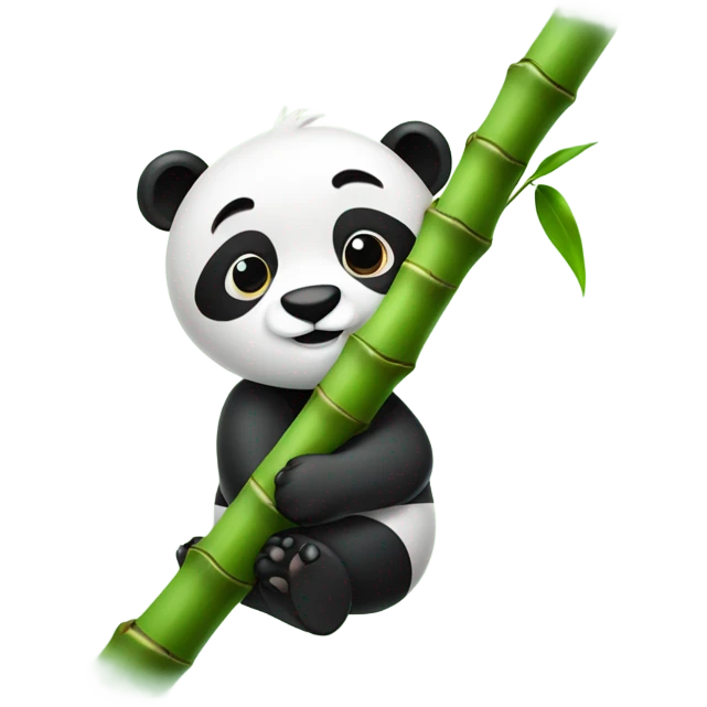 Panda hugging bamboo tree emoji