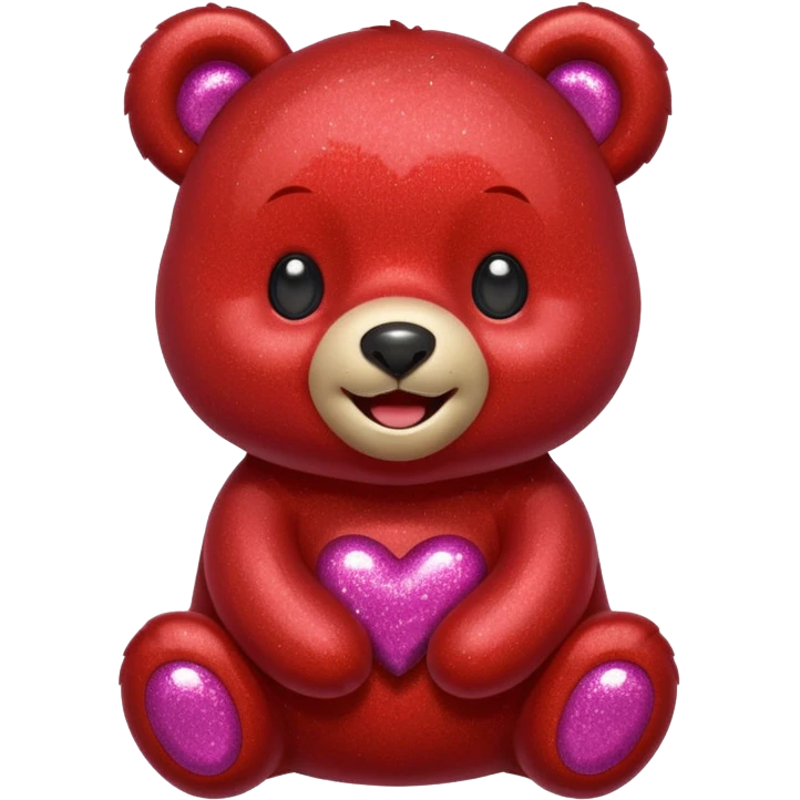 red glitter sweet bear Happy  emoji