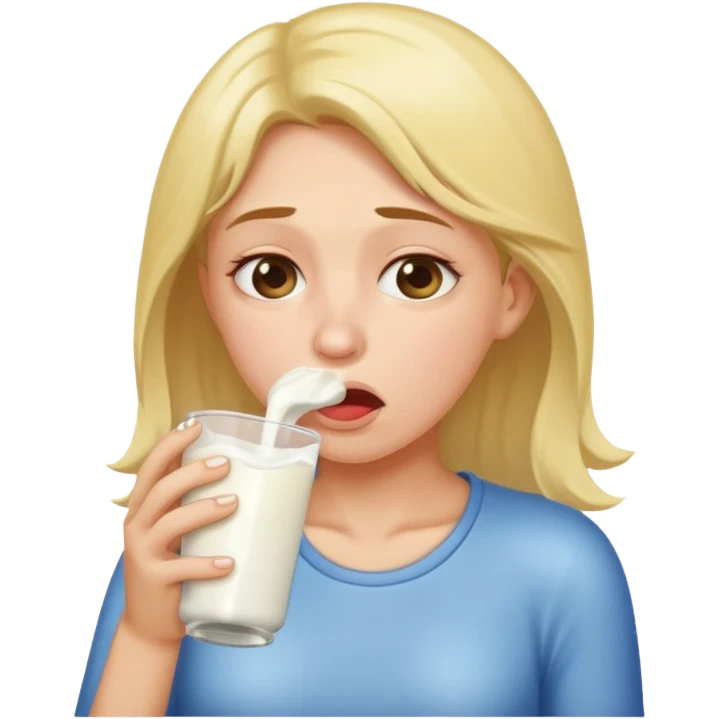 Une femme avec du lait qui vomit blanc emoji