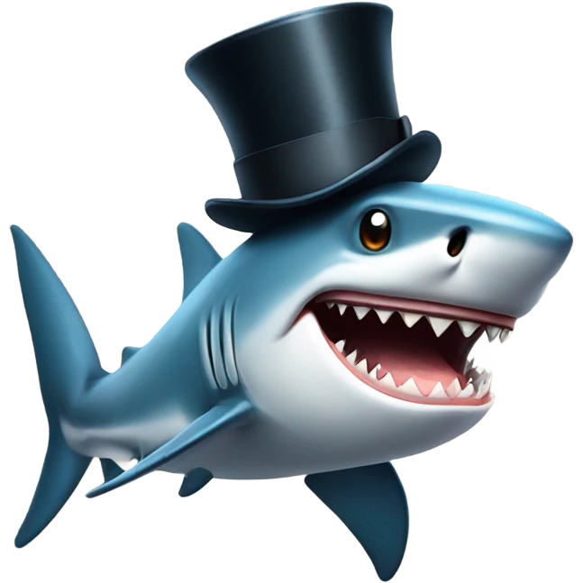 Shark with a top hat emoji
