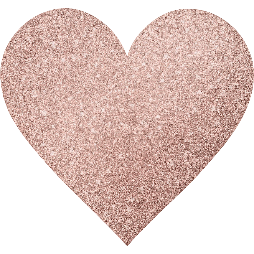 Edit the glittery gold color heart to a glittery rose gold color heart with a subtle gradient and no border. Keep the background transparent. Maintain the glittery texture and subtle gradient effect in rose gold tones emoji