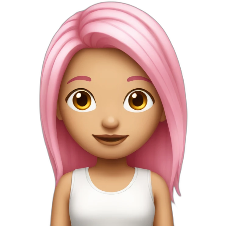 Cute white Brazilian girl with straight pink hair emoji