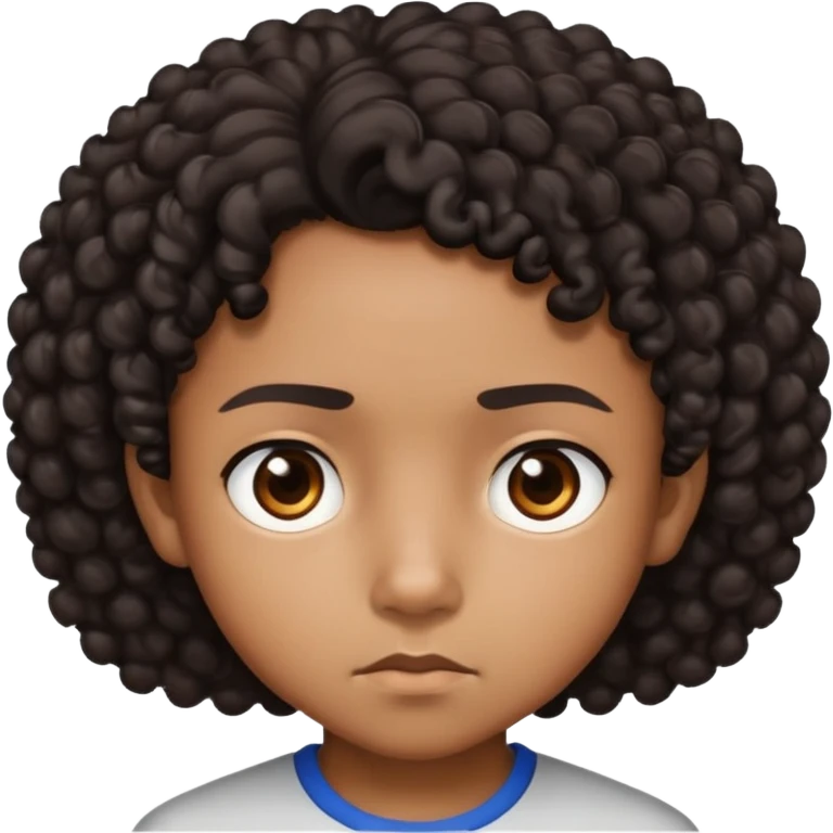 "- Nam
- 10 tuổi
- Da nâu
- Tóc ngắn, đen, xoăn
- mặt nghiêm túc
" emoji