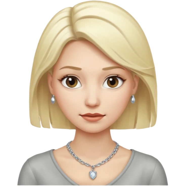 Female with Silver Necklace, grey skin,blonde hair, different expressions. emoji