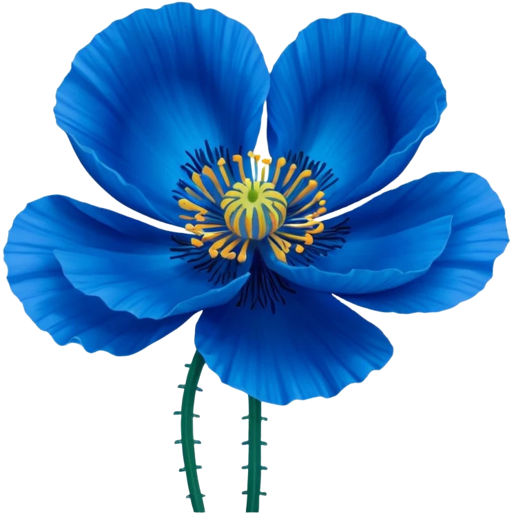 Realistic Still life, Blue Poppy flower emoji