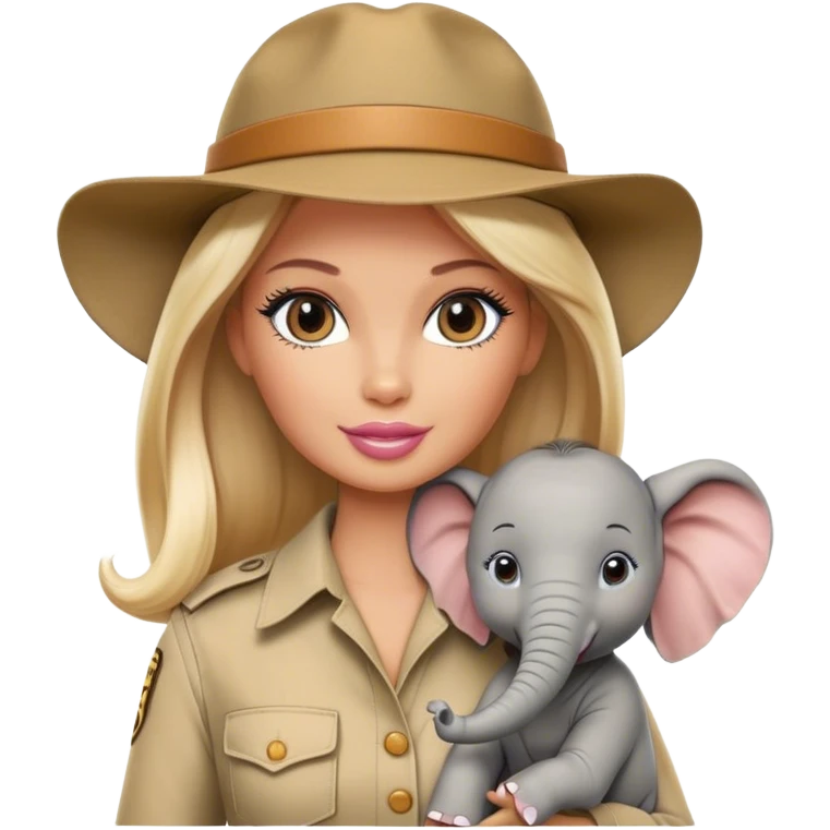 Safari Barbie with a baby elephant  emoji