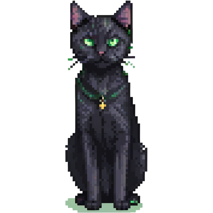 black cat with green eyes, standing emoji