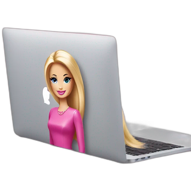 barbie behind macbook emoji