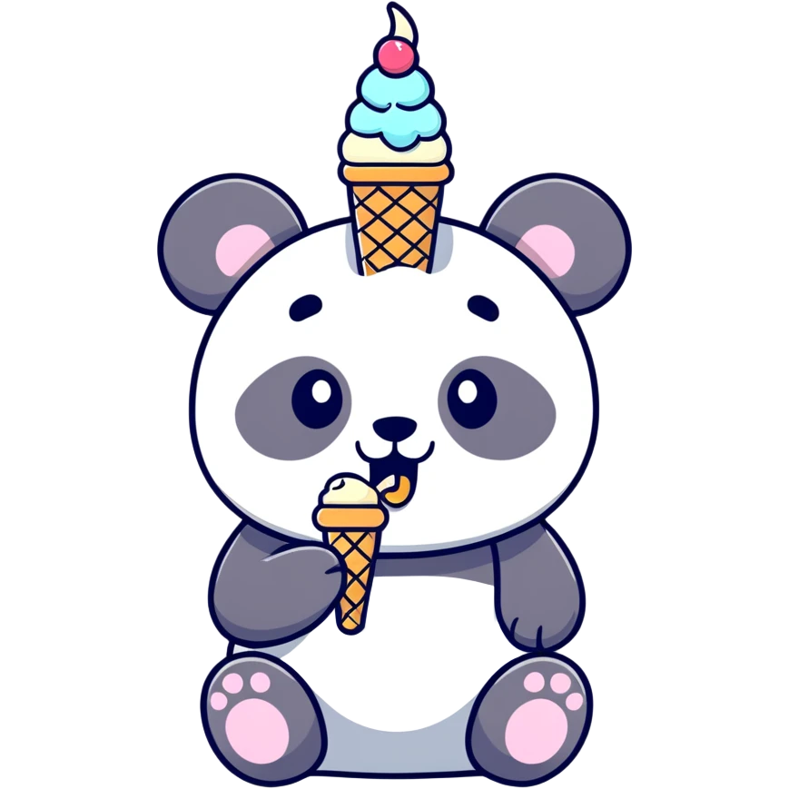 Panda eating ice cream emoji