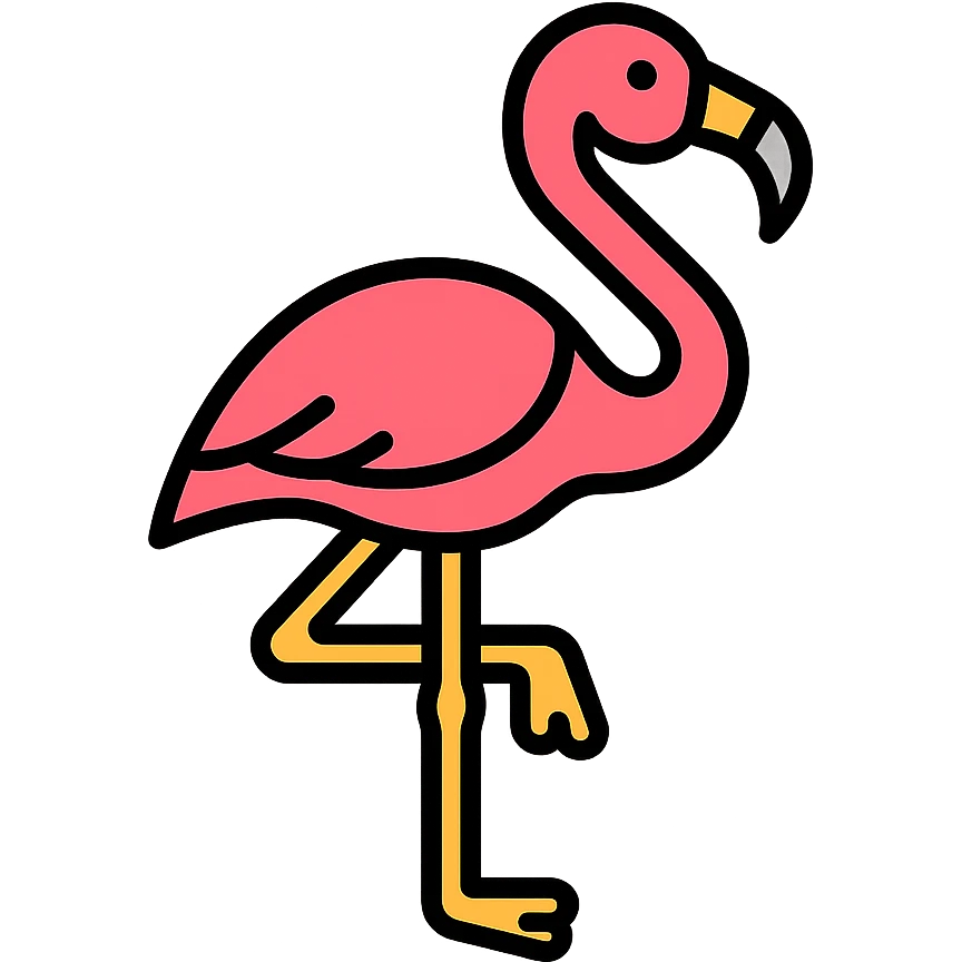flamingo, minimal and modern, color icon style emoji