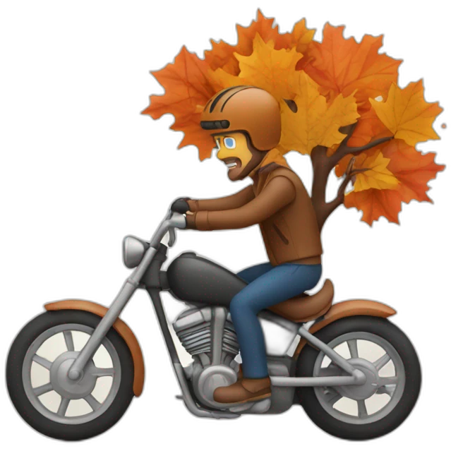 Biker riding a bike in fall emoji