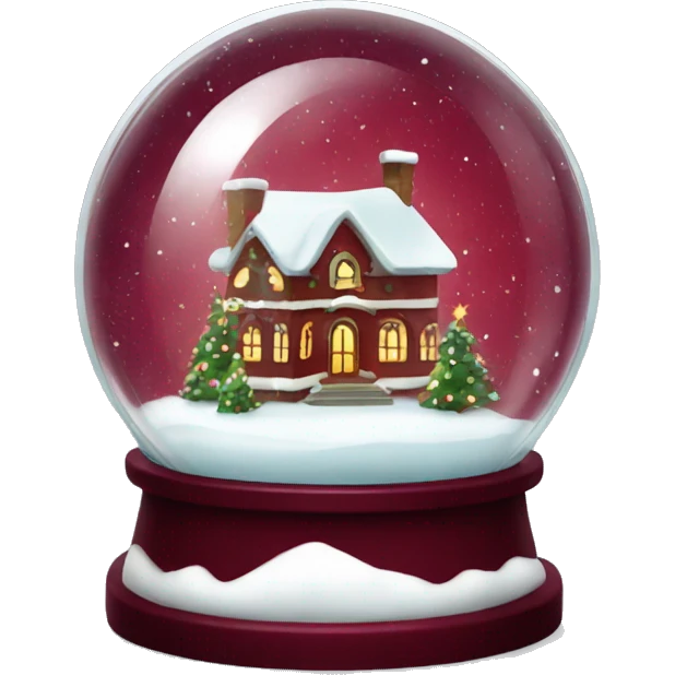 Burgundy Christmas decorated snow globe emoji
