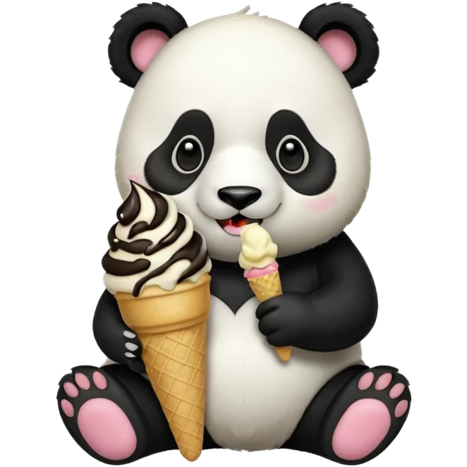 Panda eating ice cream emoji
