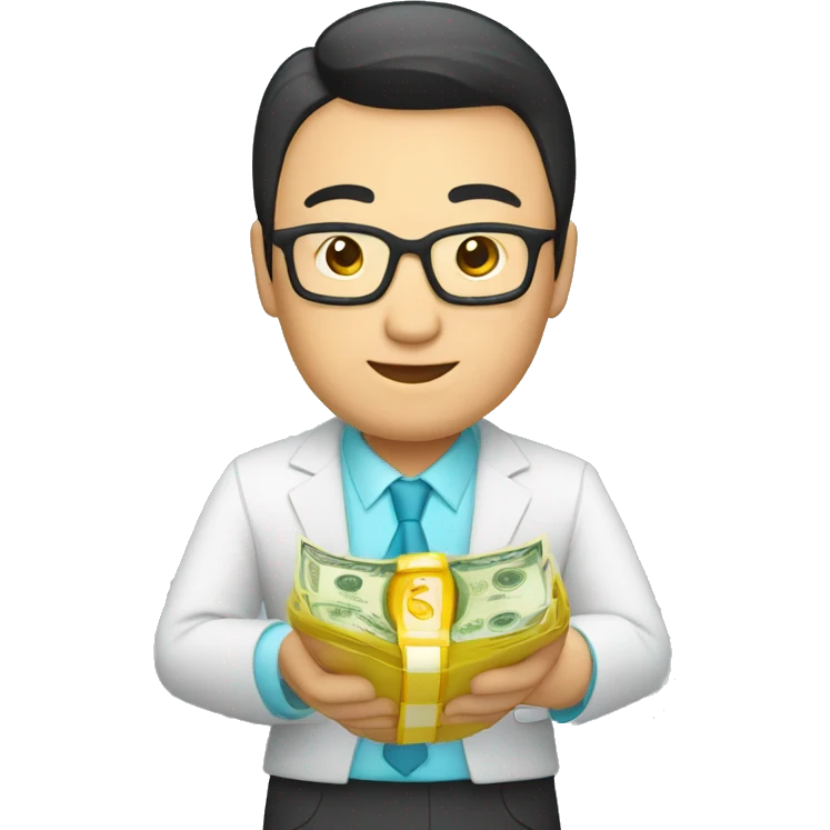 kazakh businessman with money in hands emoji