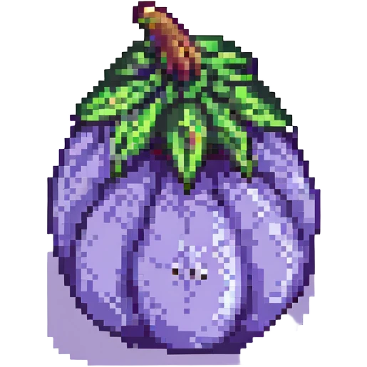 an eggplant pixel art emoji