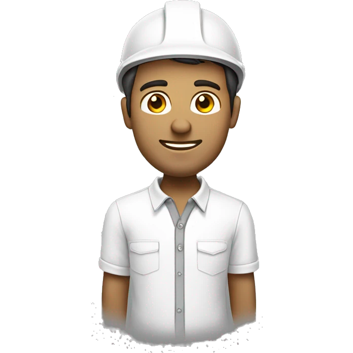 Arquitecto con casco blanco y camisa polo blanca  emoji