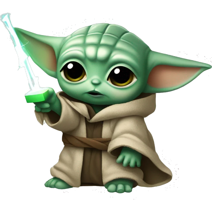 baby yoda holds a lightning bolt emoji