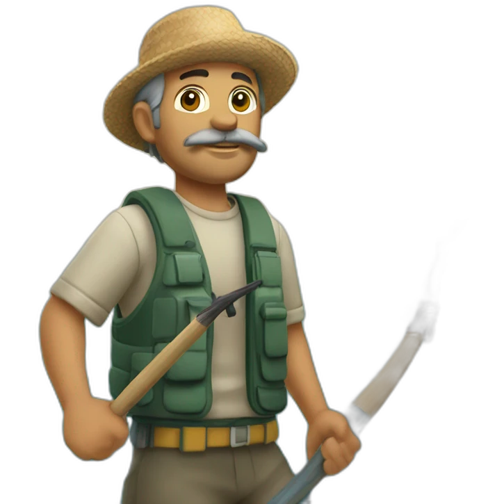 Pescador con caña en el mar emoji