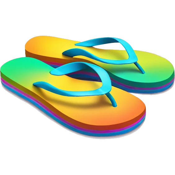 Realistic isolated pair of colorful flip flops emoji