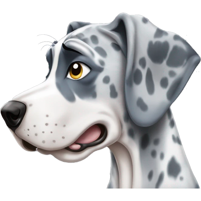 Blue Merle Great Dane crying with tears emoji
