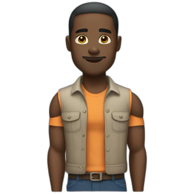 Black man with muscles in work clothes emoji
