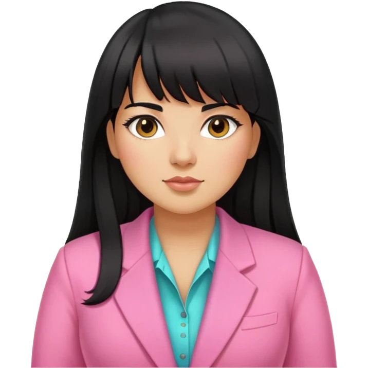Latina girl with bangs black long hair plus size with pink blazer emoji