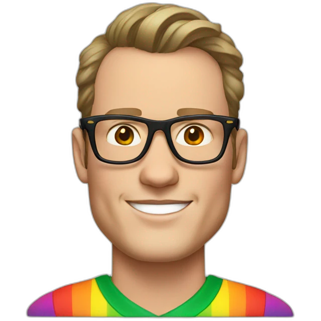 Jonathan Toews wearing glasses and rainbow clothes emoji