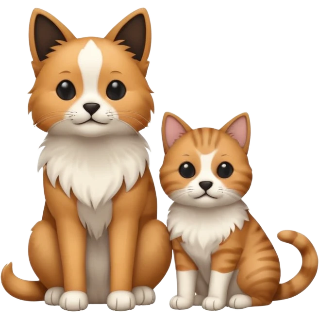 Minimalistic flat vector icon, iOS style, thin black contour on white background. Cat and dog sitting together. Clean, no text, no shadows. emoji