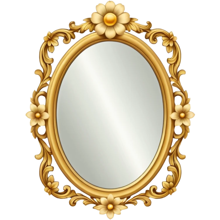 vintage mirror with flower emoji