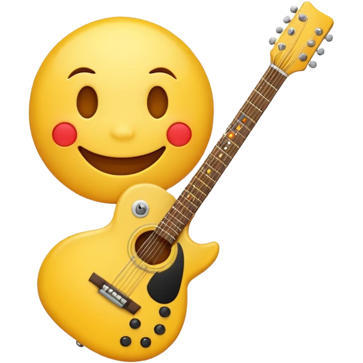 Yellow emoticon with guitar electric emoji